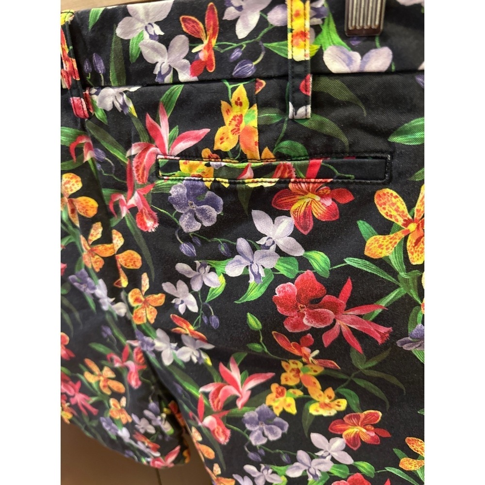 Lands' End 18P Tropical Floral Shorts Black Orchid Print Cottagecore Petite - Picture 5 of 6